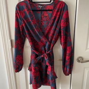 Rose floral wrap style dress